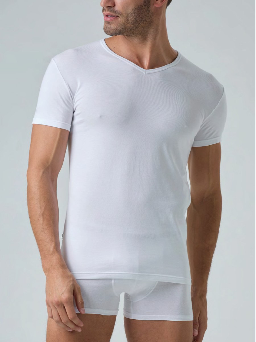 Lotto - Maglia uomo mezza manica a V LT1011 cotone elasticizzato