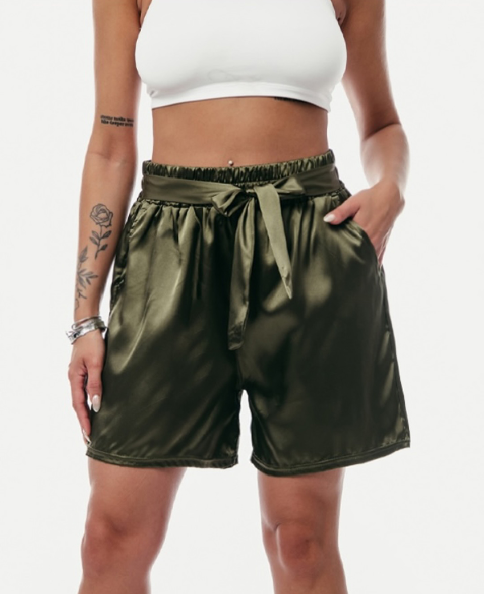 Pantaloncini donna in Morbido ed elegante Raso con Fiocco - immagine 4