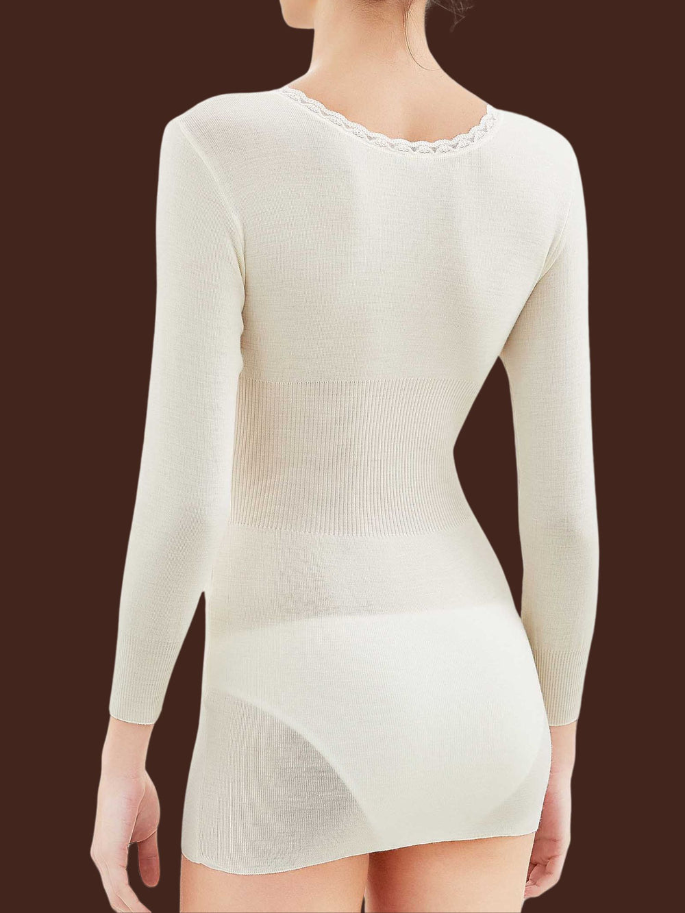 Ragno – Maglia donna manica lunga con garbo 100% lana Merino - immagine 2