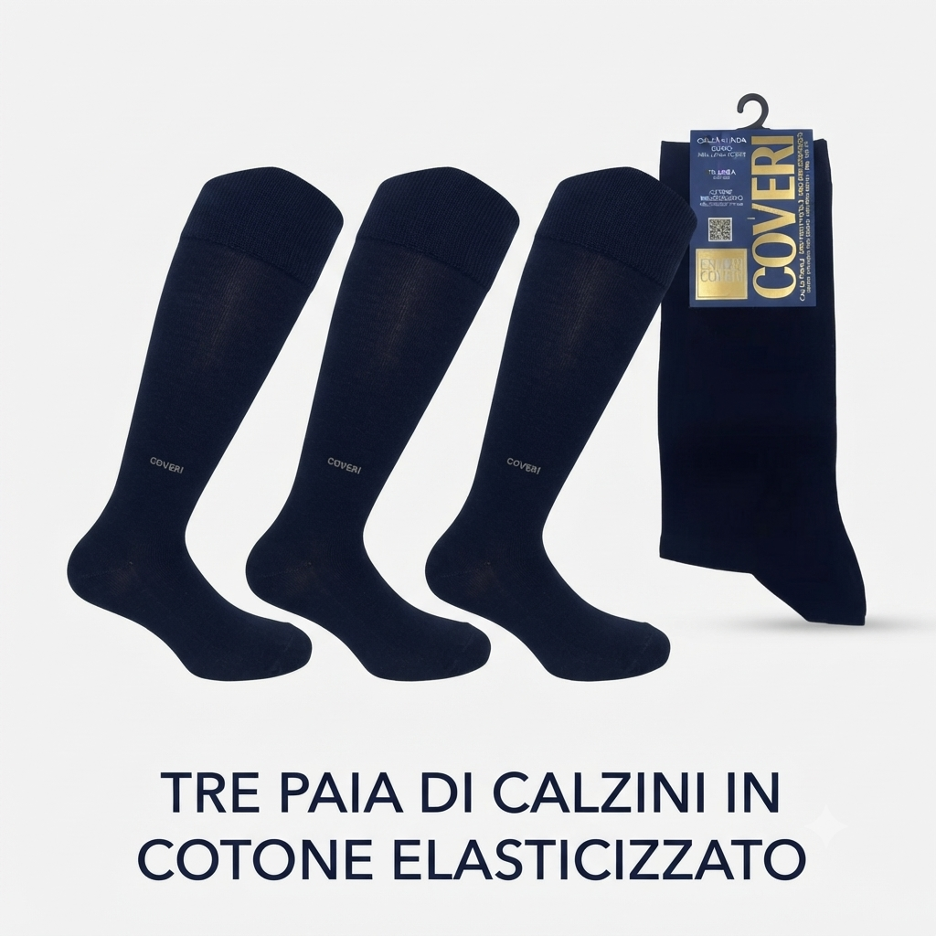 Enrico Coveri - Set di 3 Calzini Lunghi uomo in cotone elasticizzato