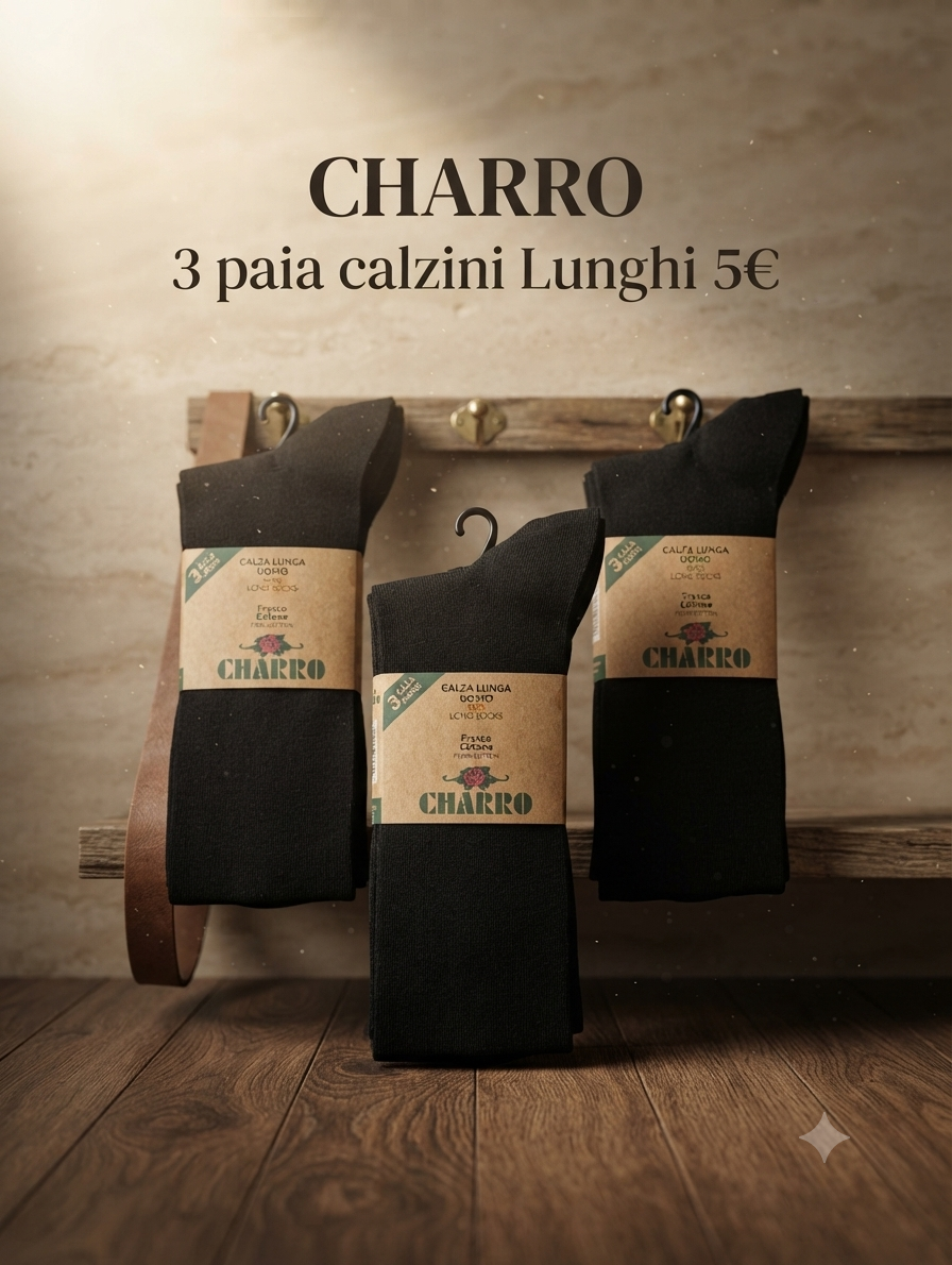 Charro - 3 Calzini lunghi uomo in fresco cotone elasticizzato