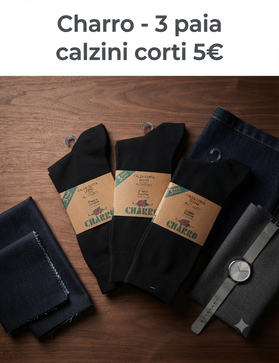 Charro - 3 Calzini corti uomo in fresco cotone elasticizzato - immagine 2