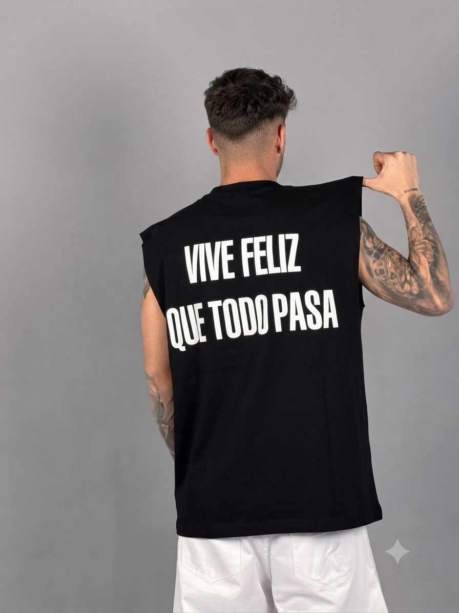 Street Urban – Smanicato uomo ” Vive Feliz que todo Pasa”