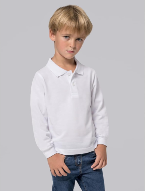 EFFEPI Classic - Polo bambino a maniche lunghe in cotone Piquet